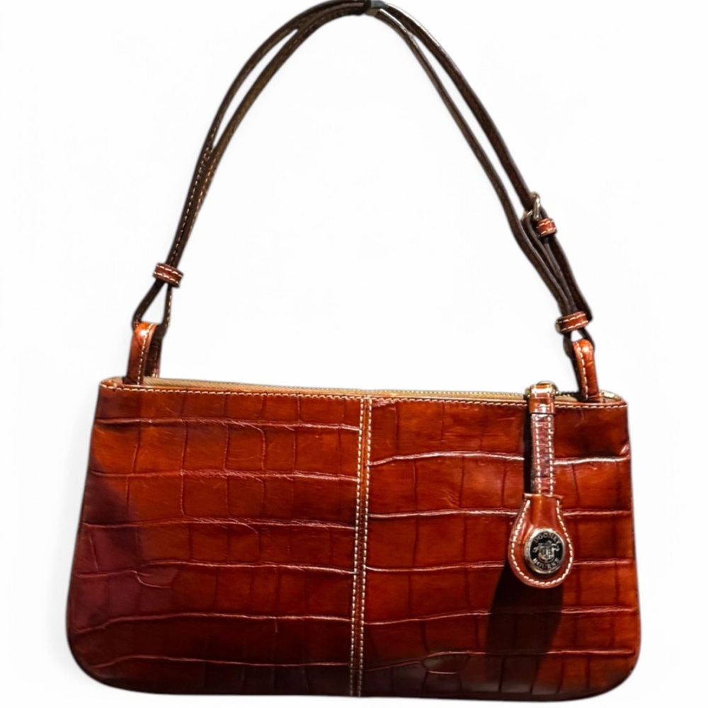 Dooney & Bourke Elegant Brown Crocodile Pattern Hand Bag